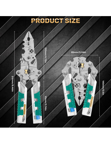 Alicates Eléctricos Tuvilo 18 en 1 con Probador de Voltaje