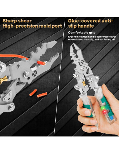 Alicates Eléctricos Tuvilo 18 en 1 con Probador de Voltaje