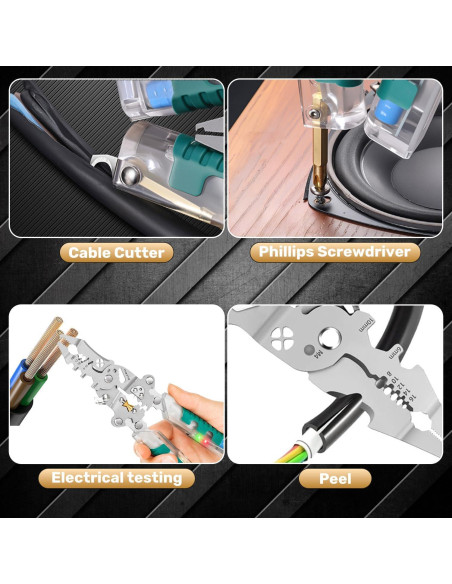 Alicates Eléctricos Tuvilo 18 en 1 con Probador de Voltaje