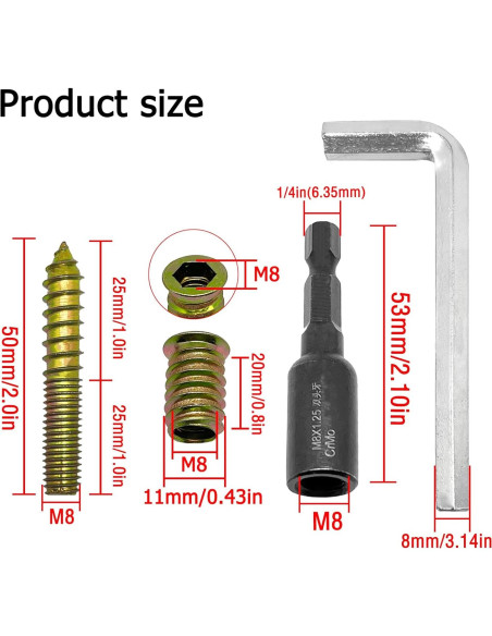 Conjunto de Muebles de Madera DGZ Store - 12 Juegos Tornillos M8