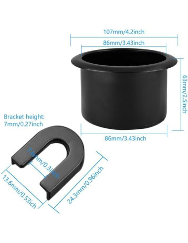 Portavasos Waziaqoc 2PCS para Silla y Coche, 86mm Negro