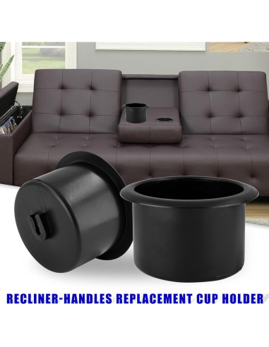 Portavasos Waziaqoc 2PCS para Silla y Coche, 86mm Negro