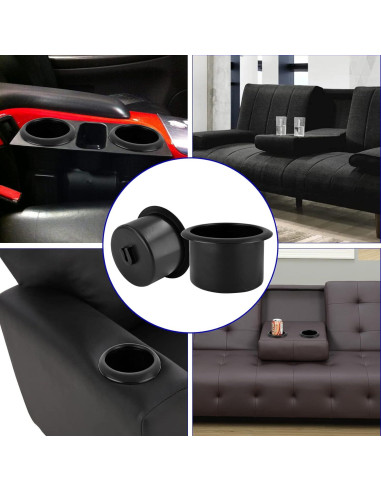 Portavasos Waziaqoc 2PCS para Silla y Coche, 86mm Negro