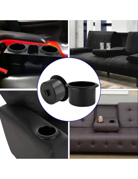 Portavasos Waziaqoc 2PCS para Silla y Coche, 86mm Negro