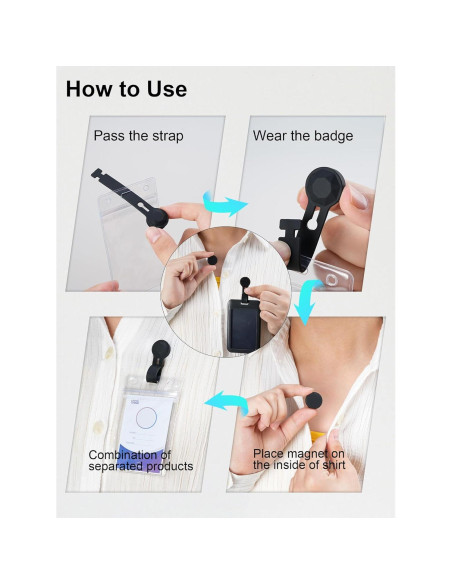 Paquete de 2 Sujetadores Magnéticos HKNR para Insignias ID