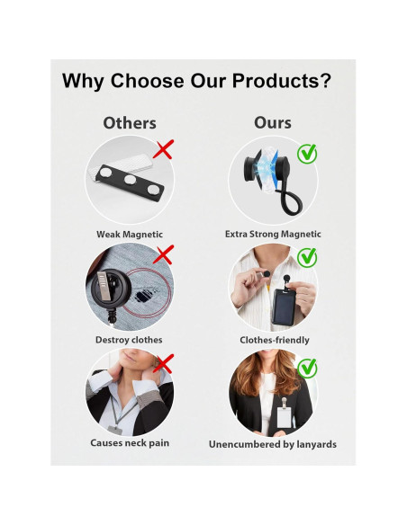 Paquete de 2 Sujetadores Magnéticos HKNR para Insignias ID