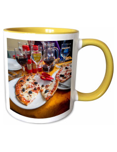 Taza Bicolor Amarilla 15 oz 3dRose con Diseño de Italia
