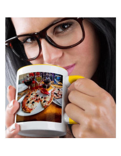 Taza Bicolor Amarilla 15 oz 3dRose con Diseño de Italia 2