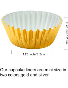 Elcoho 600 Mini Forros Metálicos para Cupcakes Dorado y Plateado 2