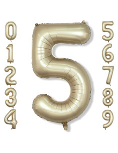 Globo Gigante Metálico Dorado 101,6 cm Número 5 Mylar