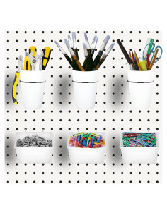 Juego de 6 Tazas y Contenedores de Pegboard Kuhome Blanco