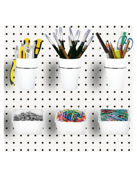 Juego de 6 Tazas y Contenedores de Pegboard Kuhome Blanco