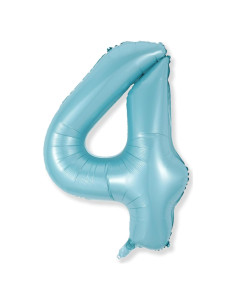 Globo Número 4 Grande Azul Perla 101,6 cm Helio Fiesta