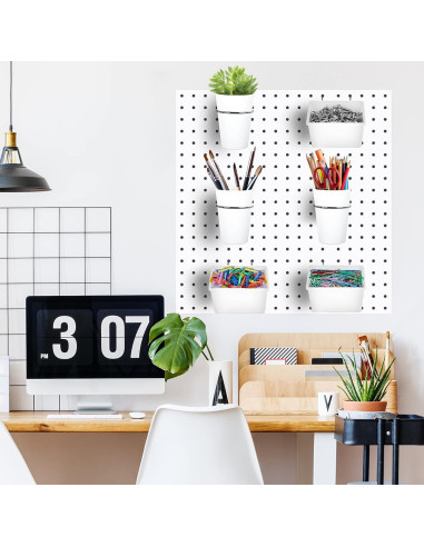 Juego de 6 Tazas y Contenedores de Pegboard Kuhome Blanco