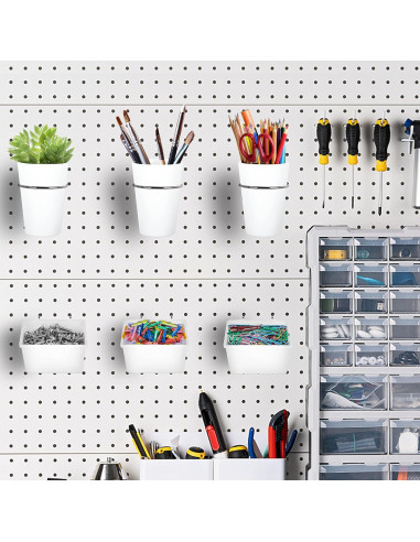 Juego de 6 Tazas y Contenedores de Pegboard Kuhome Blanco