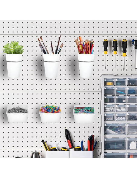 Juego de 6 Tazas y Contenedores de Pegboard Kuhome Blanco