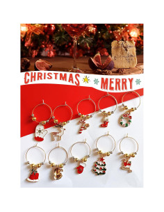 20 Adornos para Copas de Vino de Navidad Ordaily - Marcadores Reutilizables 2