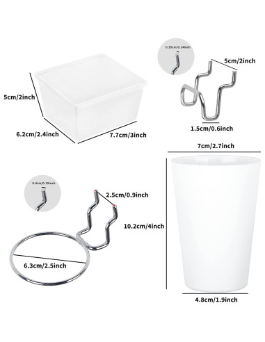Juego de 6 Tazas y Contenedores de Pegboard Kuhome Blanco