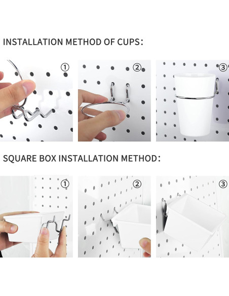 Juego de 6 Tazas y Contenedores de Pegboard Kuhome Blanco