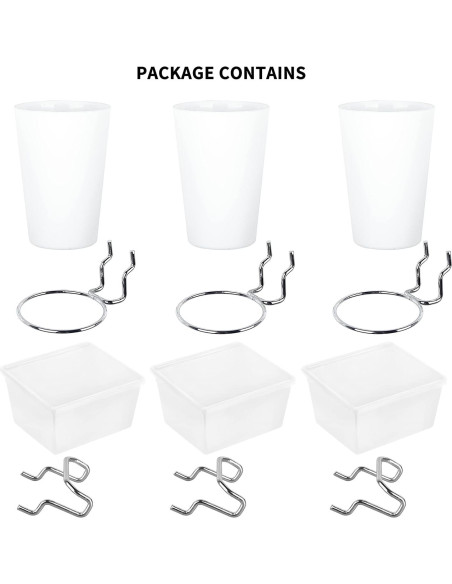 Juego de 6 Tazas y Contenedores de Pegboard Kuhome Blanco
