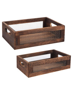 Cestas de Almacenamiento de Madera Rústica JNWLDZMY, Juego de 2