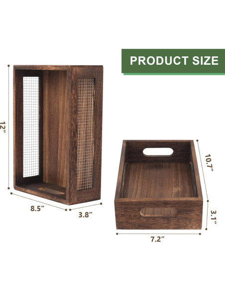 Cestas de Almacenamiento de Madera Rústica JNWLDZMY, Juego de 2