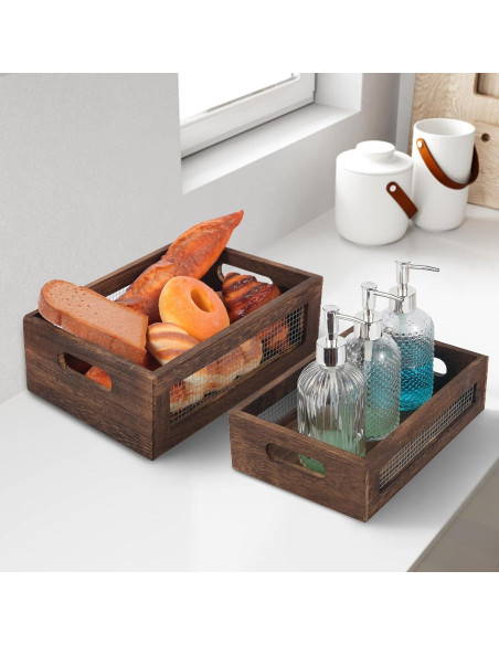 Cestas de Almacenamiento de Madera Rústica JNWLDZMY, Juego de 2