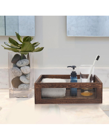 Cestas de Almacenamiento de Madera Rústica JNWLDZMY, Juego de 2