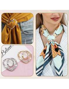 4 Anillos para Bufandas de Mujer - Clips Decorativos de Metal 2