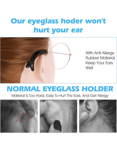 12 Sujetadores Antideslizantes para Gafas Quilax - Silicona Suave