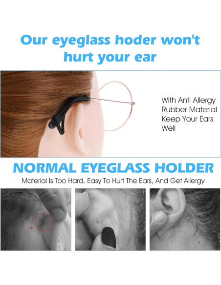12 Sujetadores Antideslizantes para Gafas Quilax - Silicona Suave