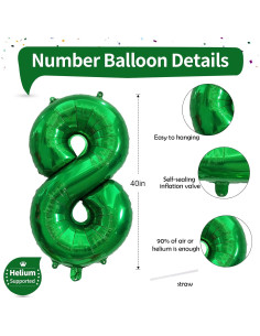Globo Número 8 Verde Esmeralda 101,6 cm para Fiestas 2