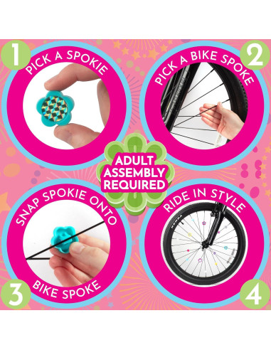 24 Adornos de Radios de Bicicleta Ride Along Dolly Multicolor