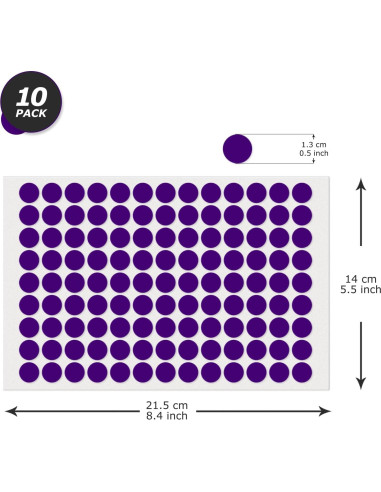 1170 Etiquetas Redondas Autoadhesivas YIKIADA 13 mm Púrpura