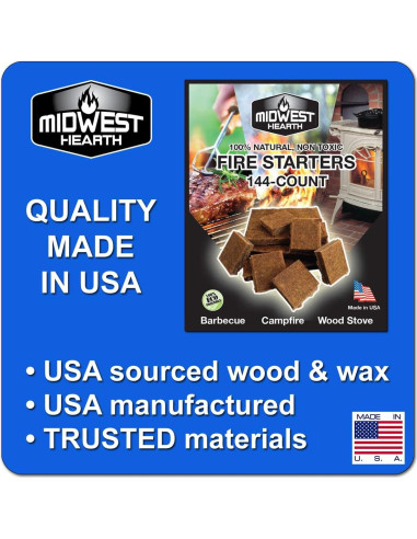 Cuadrados de Encendido Rápido Midwest Hearth - 144 Unidades