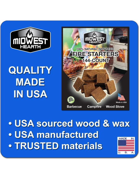 Cuadrados de Encendido Rápido Midwest Hearth - 144 Unidades