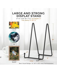 Soportes para Platos TR-LIFE 20 cm, Metal Negro, 2 Piezas 2