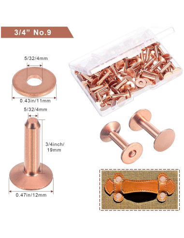 Juego de 50 Remaches de Cobre Hotop 19 mm para Cuero