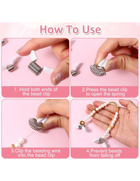 10 Abrazaderas para Perlas IANFAN con Mangos Blancos DIY