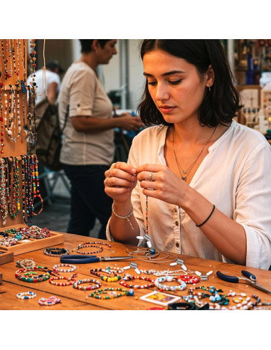 10 Abrazaderas para Perlas IANFAN con Mangos Blancos DIY