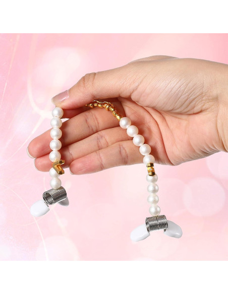 10 Abrazaderas para Perlas IANFAN con Mangos Blancos DIY