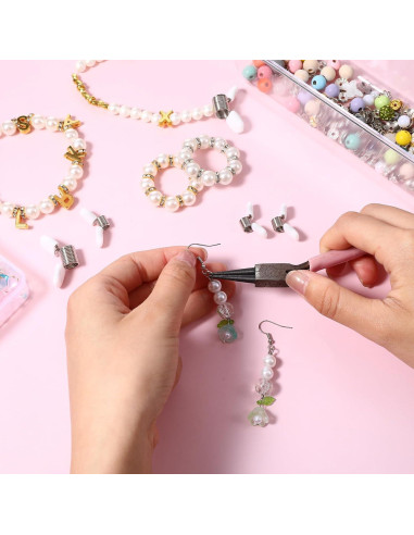 10 Abrazaderas para Perlas IANFAN con Mangos Blancos DIY