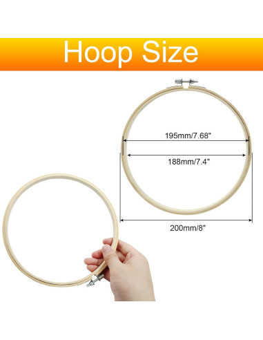 Aros de Bordado Biaungdo 20cm 6 Piezas de Bambú