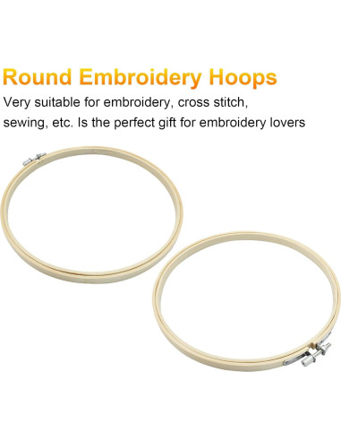 Aros de Bordado Biaungdo 20cm 6 Piezas de Bambú