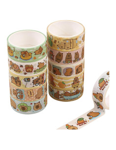 12 Rollos Cinta Washi Decorativa Capibara para Manualidades