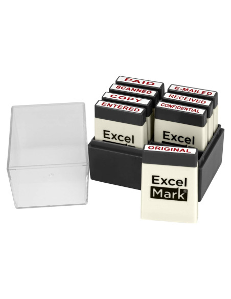 Conjunto de Sellos de Goma ExcelMark - 8 Piezas Tinta Roja