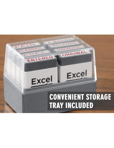 Conjunto de Sellos de Goma ExcelMark - 8 Piezas Tinta Roja