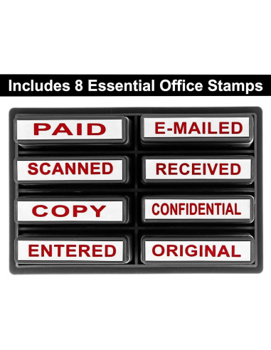 Conjunto de Sellos de Goma ExcelMark - 8 Piezas Tinta Roja