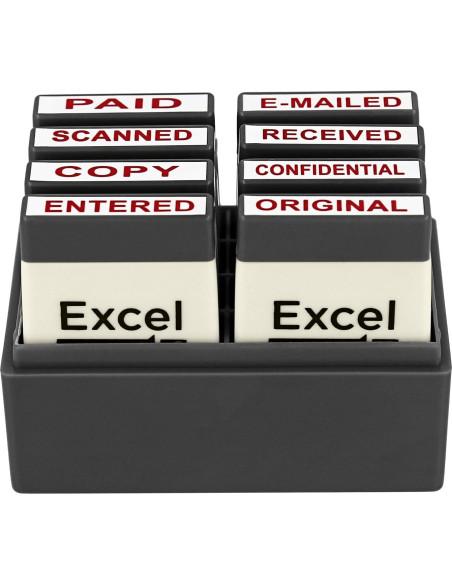 Conjunto de Sellos de Goma ExcelMark - 8 Piezas Tinta Roja