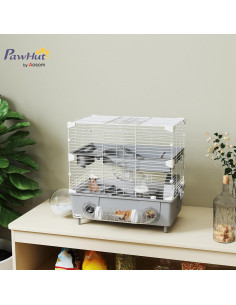 Jaula para Hámster PawHut 2 Niveles con Accesorios 44.5x27.9x43.7cm 2